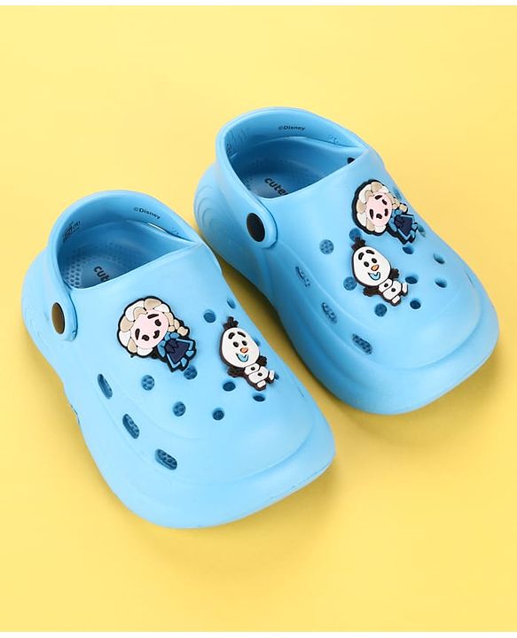 Cute Walk by Babyhug Disney  Back Strap Clogs With Elsa Applique - Light Blue
