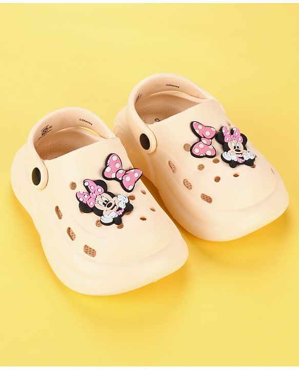 Cute Walk by Babyhug Disney  Back Strap Clogs With Minnie Mouse Applique - OffWhite