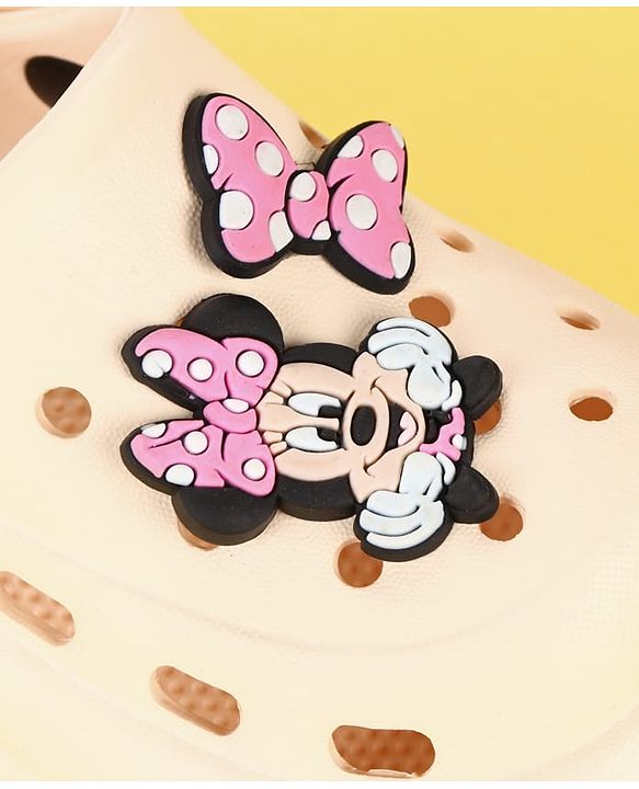 Cute Walk by Babyhug Disney  Back Strap Clogs With Minnie Mouse Applique - OffWhite