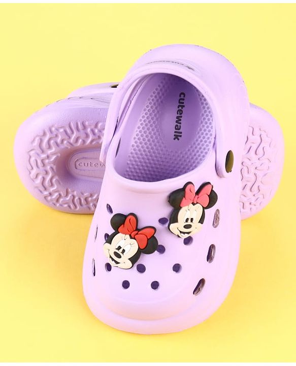 Cute Walk by Babyhug Disney Clogs with Minnie Mouse Applique - Purple