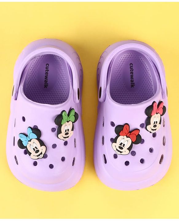 Cute Walk by Babyhug Disney Clogs with Minnie Mouse Applique - Purple