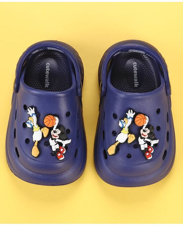 Cute Walk by Babyhug Disney Back Strap Clogs With Micky Mouse Applique - Navy Blue