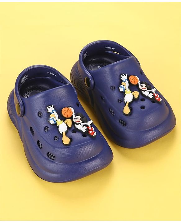 Cute Walk by Babyhug Disney Back Strap Clogs With Micky Mouse Applique - Navy Blue