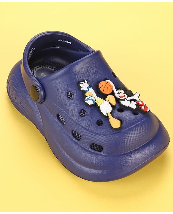 Cute Walk by Babyhug Disney Back Strap Clogs With Micky Mouse Applique - Navy Blue