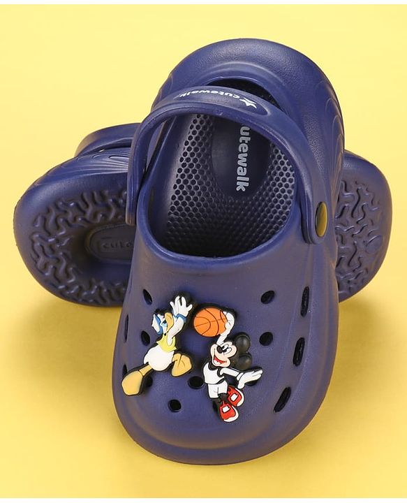 Cute Walk by Babyhug Disney Back Strap Clogs With Micky Mouse Applique - Navy Blue