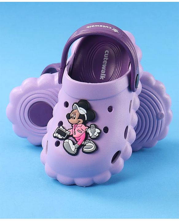 Cute Walk by Babyhug Disney Clogs with Minnie Mouse Applique - Purple