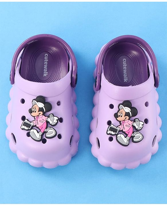 Cute Walk by Babyhug Disney Clogs with Minnie Mouse Applique - Purple