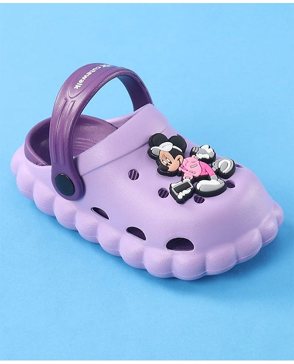 Cute Walk by Babyhug Disney Clogs with Minnie Mouse Applique - Purple