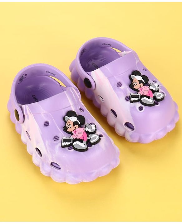 Cute Walk by Babyhug Disney  Back Strap Clogs With Minnie Mouse Applique - Purple