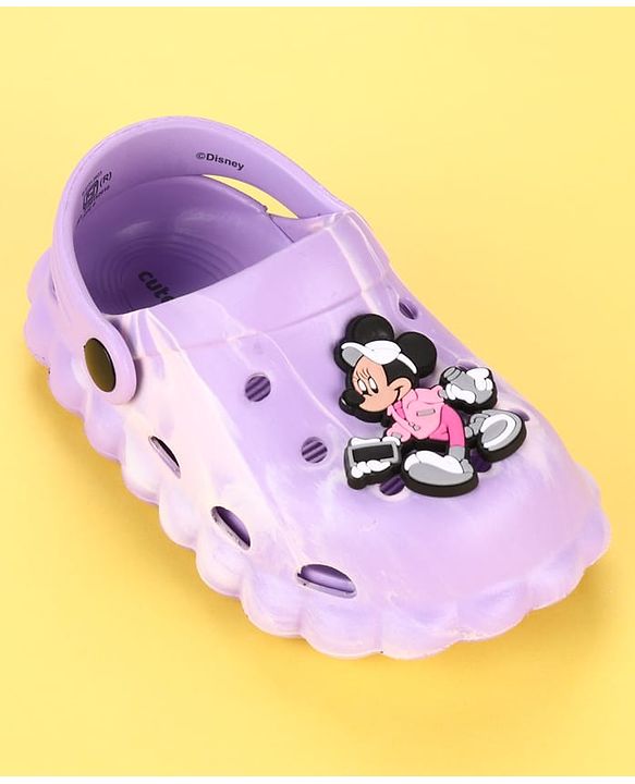 Cute Walk by Babyhug Disney  Back Strap Clogs With Minnie Mouse Applique - Purple