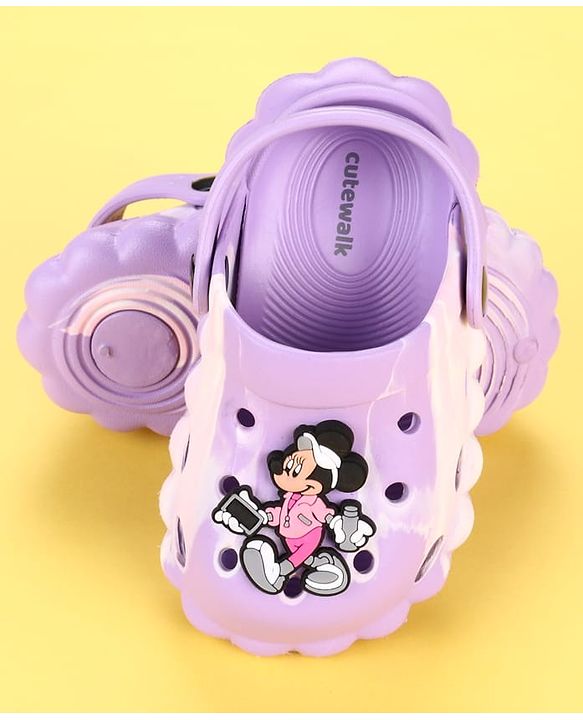 Cute Walk by Babyhug Disney  Back Strap Clogs With Minnie Mouse Applique - Purple