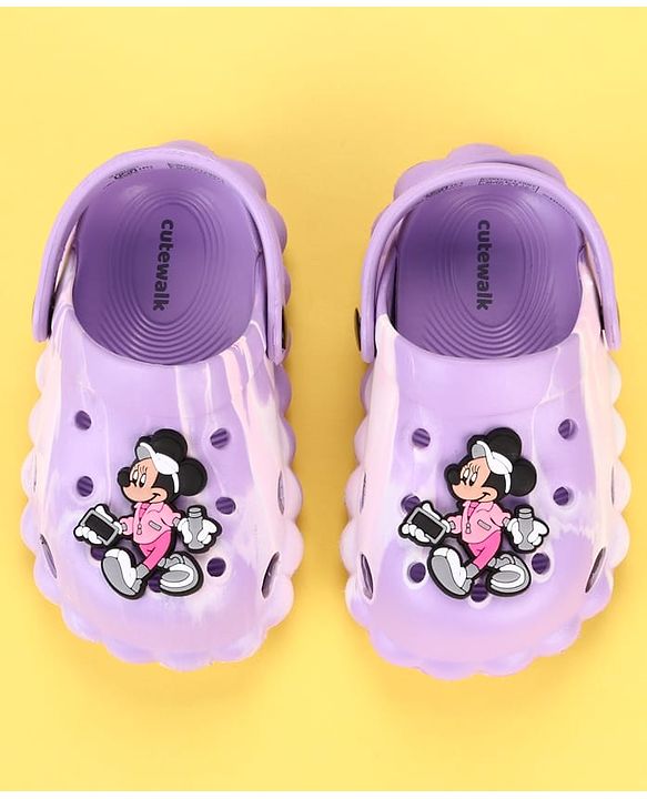 Cute Walk by Babyhug Disney  Back Strap Clogs With Minnie Mouse Applique - Purple