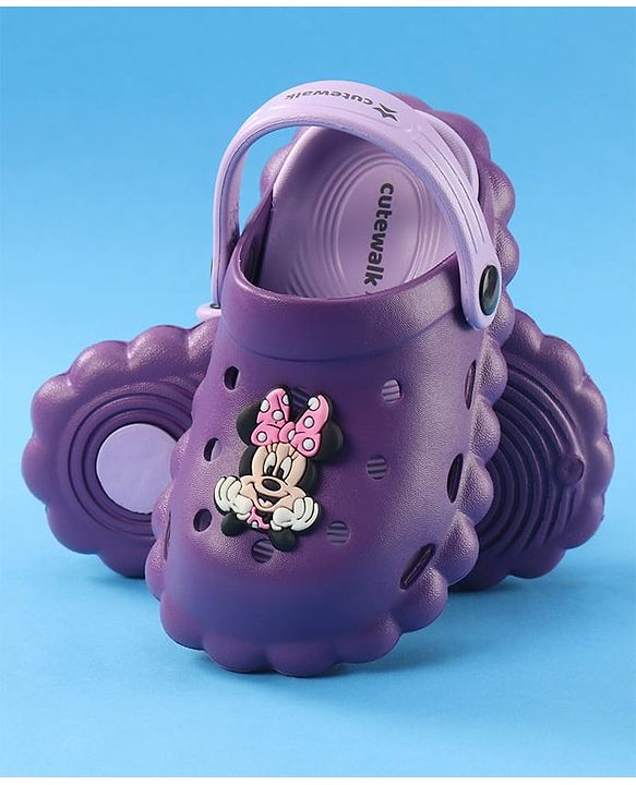 Cute Walk by Babyhug Disney Clogs with Minnie Mouse Applique - Purple