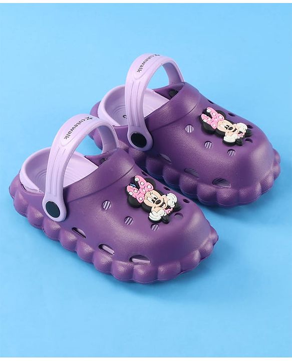 Cute Walk by Babyhug Disney Clogs with Minnie Mouse Applique - Purple