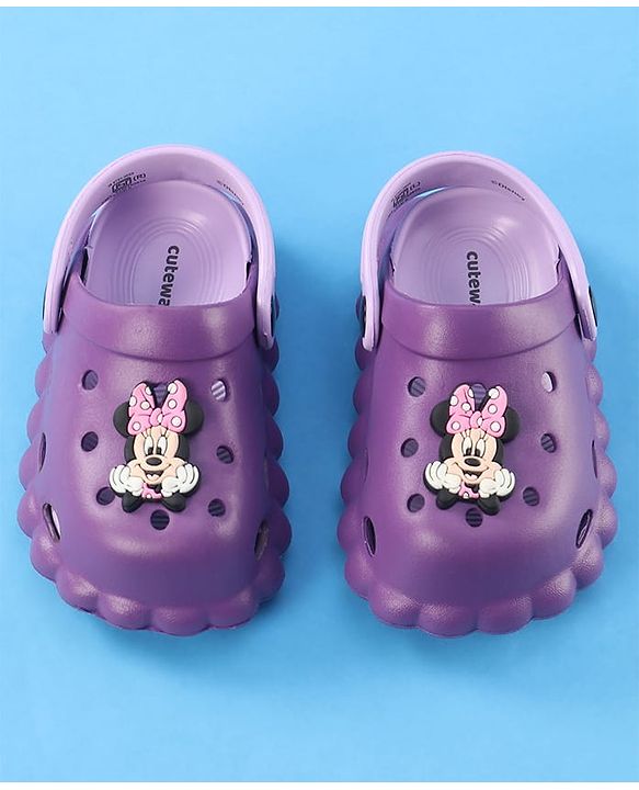 Cute Walk by Babyhug Disney Clogs with Minnie Mouse Applique - Purple