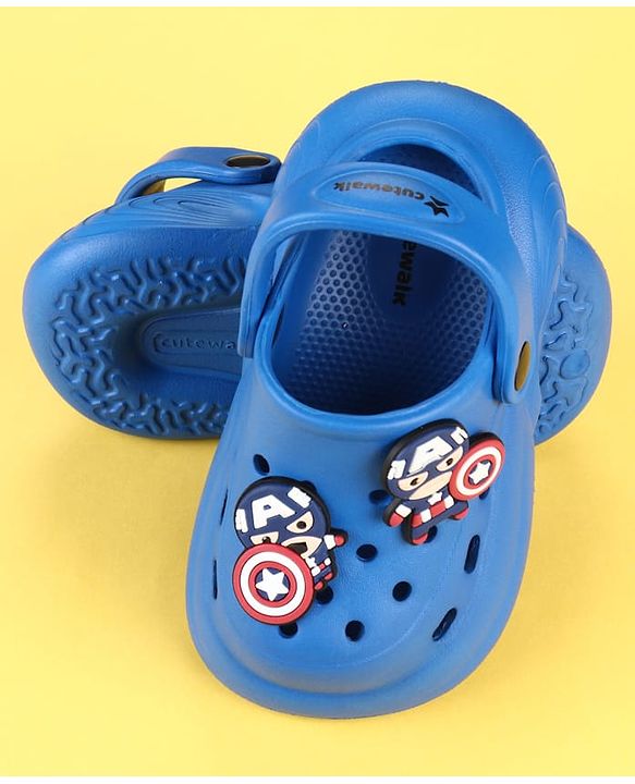 Cute Walk by Babyhug Marvel Clogs with Captain America Applique - Blue