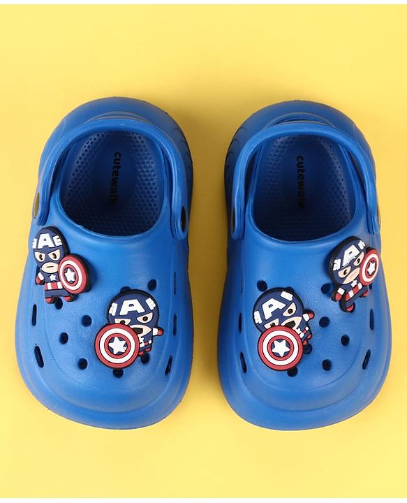 Cute Walk by Babyhug Marvel Clogs with Captain America Applique - Blue
