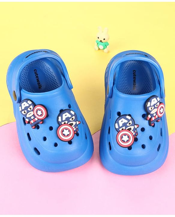 Cute Walk by Babyhug Marvel Clogs with Captain America Applique - Blue