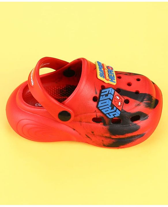 Cute Walk by Babyhug Marvel Clogs with Spider-Man Applique - Red