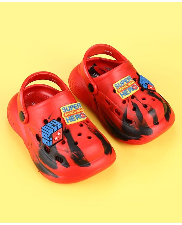 Cute Walk by Babyhug Marvel Clogs with Spider-Man Applique - Red
