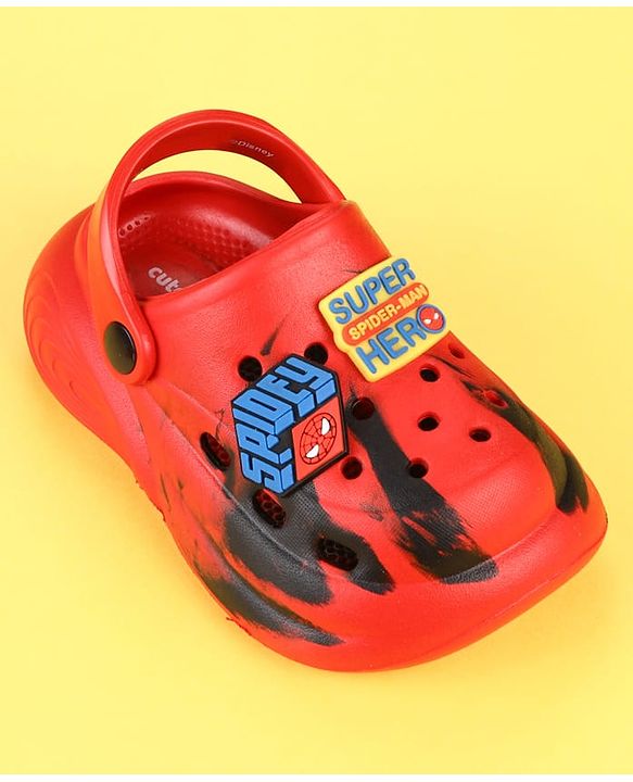 Cute Walk by Babyhug Marvel Clogs with Spider-Man Applique - Red