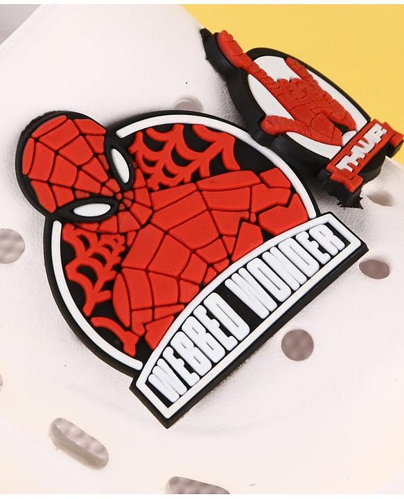 Cute Walk by Babyhug Marvel  Back Strap Clogs With Spider Man Applique - White & Red