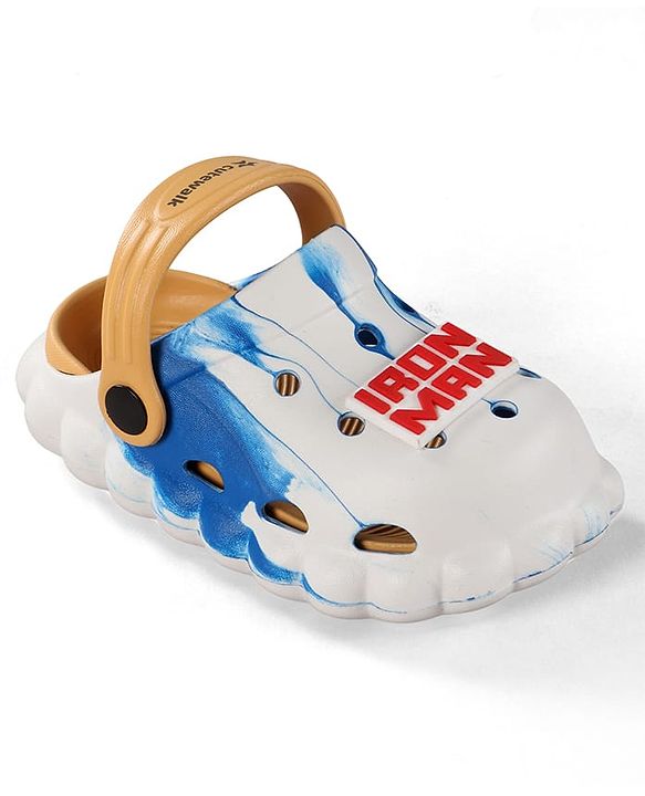 Cute Walk by Babyhug Marvel Back Strap Clogs With Iron Man Applique - Blue