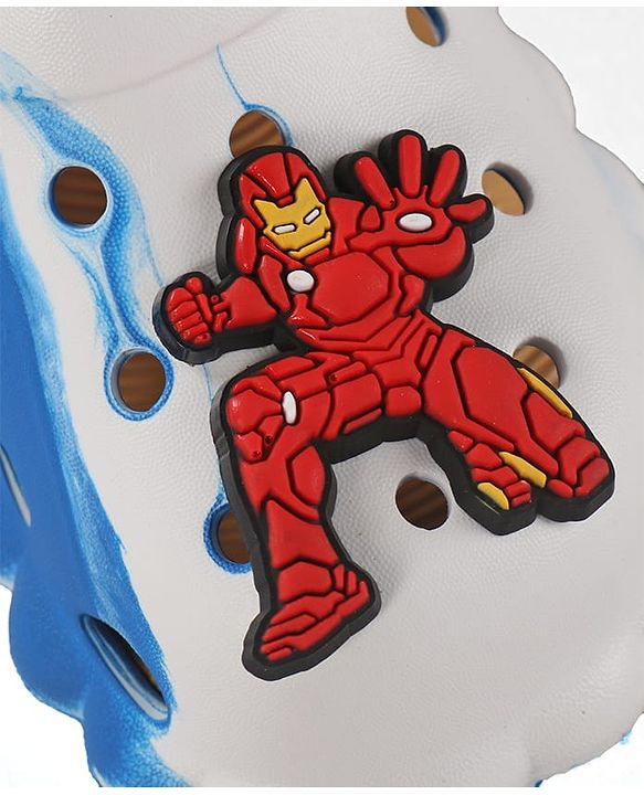 Cute Walk by Babyhug Marvel Back Strap Clogs With Iron Man Applique - Blue