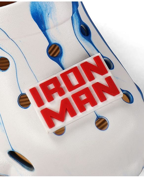 Cute Walk by Babyhug Marvel Back Strap Clogs With Iron Man Applique - Blue
