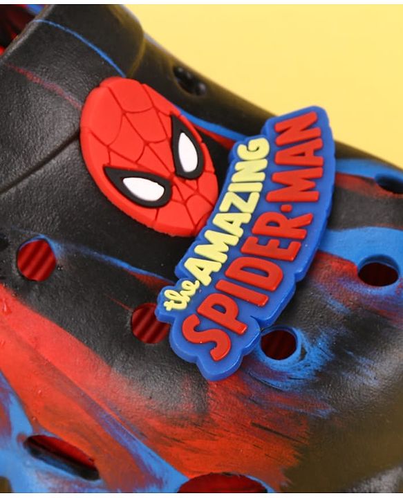 Cute Walk by Babyhug Marvel  Back Strap Clogs With Spider Man Applique - Black