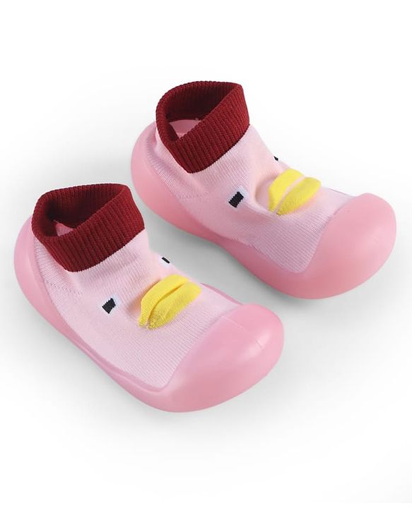 Cute Walk by Babyhug Slip On Sock Shoes With Applique - Pink