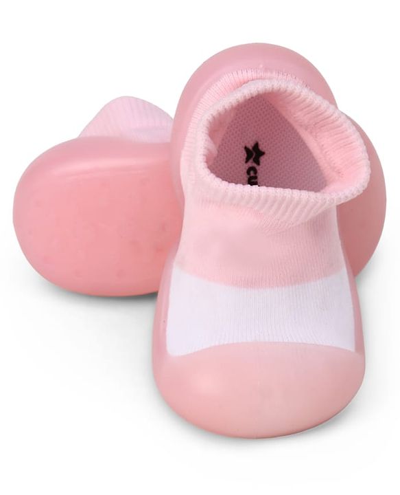 Cute Walk by Babyhug Slip On Socks Shoes - Pink