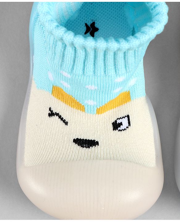 Cute Walk by Babyhug Slip On Sock Shoes With Polka Dots Design - Light Blue