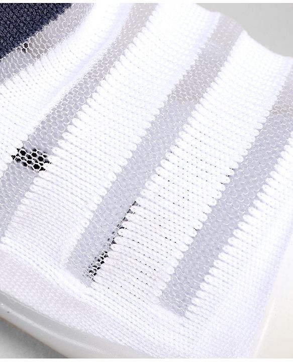 Cute Walk by Babyhug Slip On Sock Shoes With Stripes & Bear Print - White & Grey