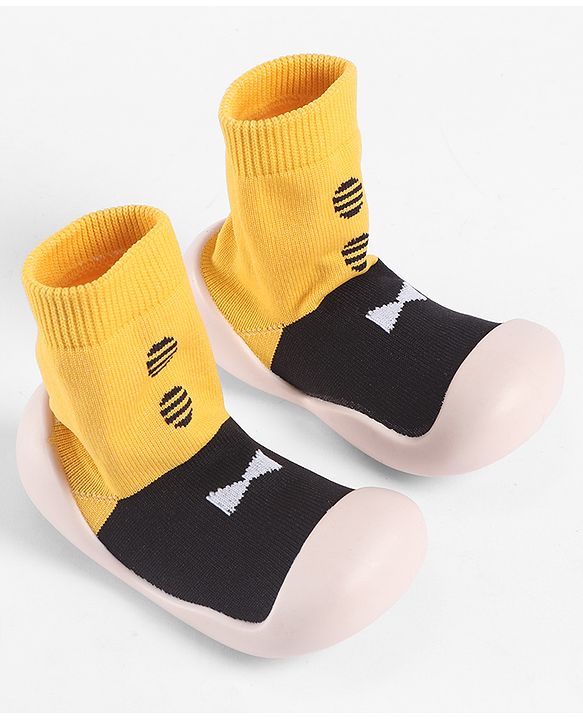 Cute Walk by Babyhug Slip On Sock Shoes - Black