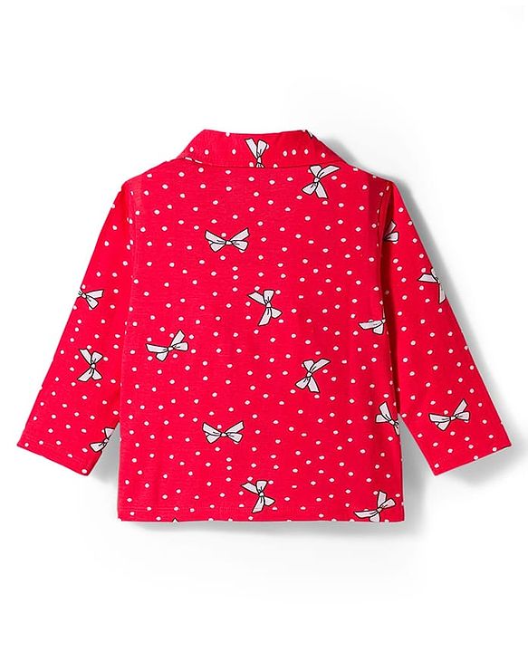 Babyhug Disney Single Jersey Knit Full Sleeves Co-ords Night Suit With Marie Graphics - Red
