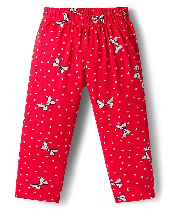 Babyhug Disney Single Jersey Knit Full Sleeves Co-ords Night Suit With Marie Graphics - Red