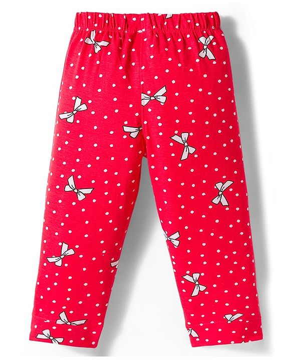 Babyhug Disney Single Jersey Knit Full Sleeves Co-ords Night Suit With Marie Graphics - Red
