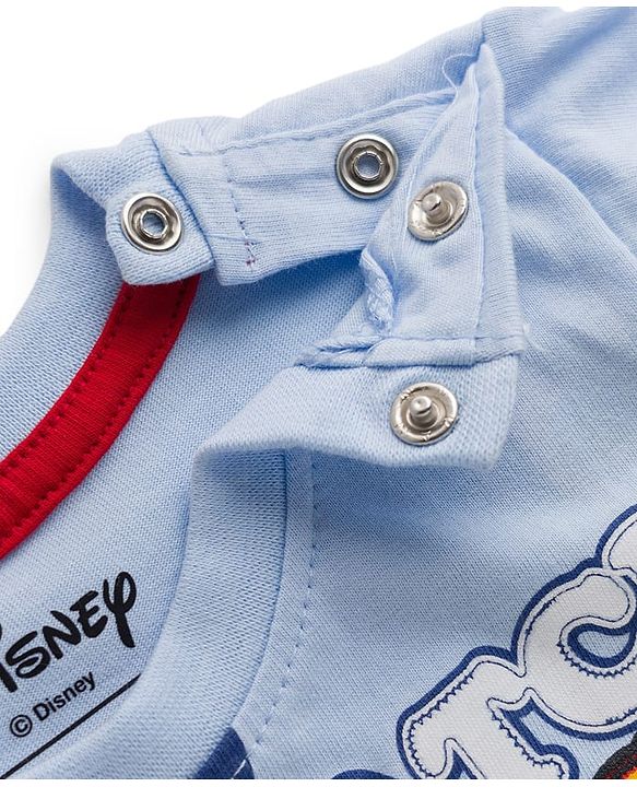 Babyhug Disney Single Jersey Knit Half Sleeves T-Shirt With Mickey & Pluto Graphics - Light Blue