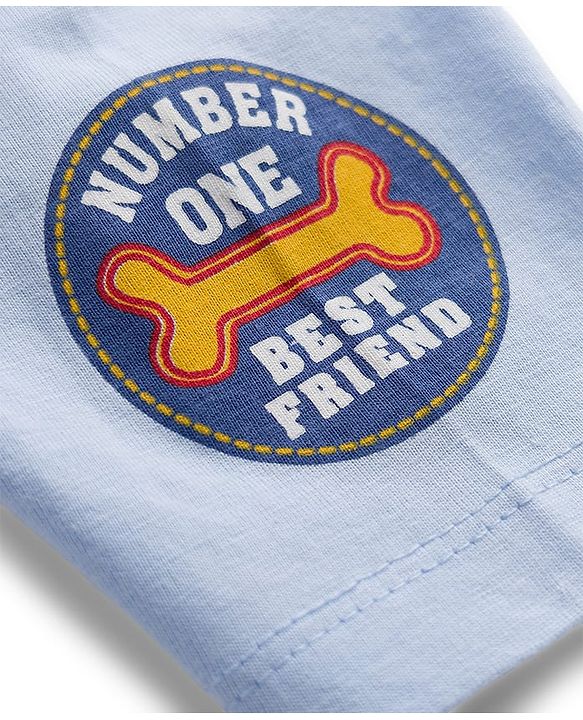 Babyhug Disney Single Jersey Knit Half Sleeves T-Shirt With Mickey & Pluto Graphics - Light Blue