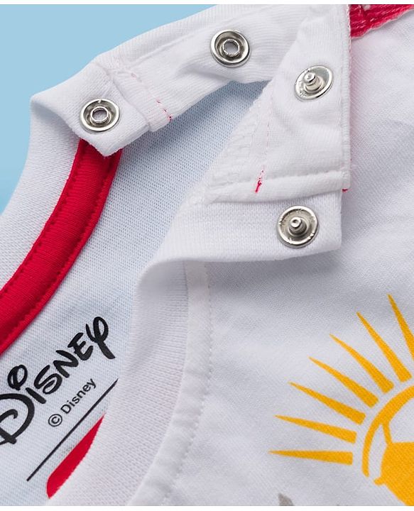 Babyhug Disney Single Jersey Knit Half Sleeves T-Shirt With Front & Back Mickey & Friends Graphics - White