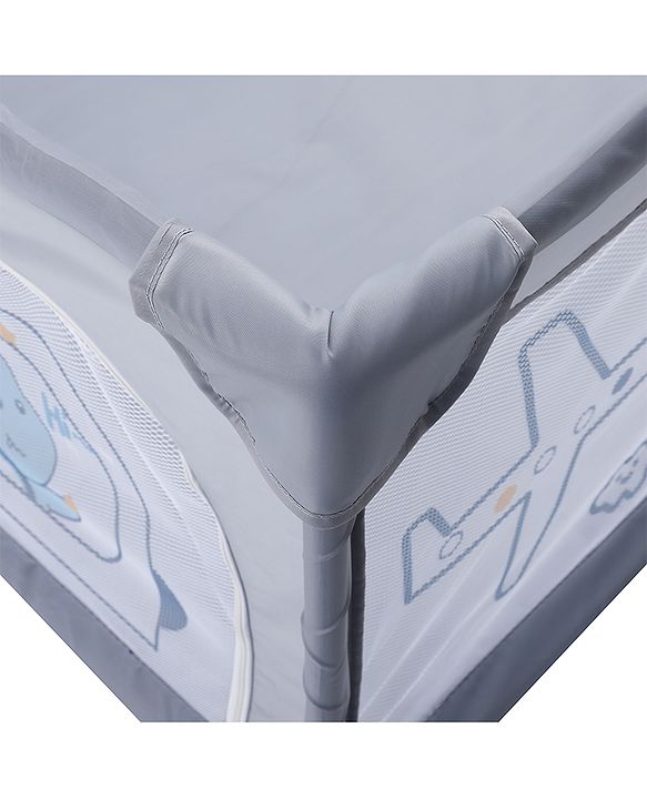 Babyhug Smart Portable Playpen with Safety Lock & Play Fence  Grey| Spacious Baby Play Area| Foldable Panels| Indoor & Outdoor Use| Easy to Assemble| Safe Play Zone for Babies & Toddlers