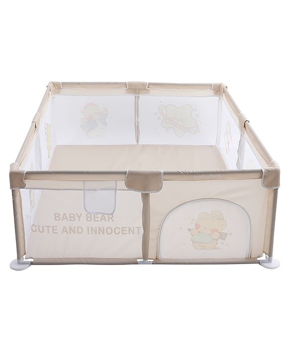 Babyhug Playpen & Play Yard  Yellow| 150 x 180 cm Large Play Area| Zipper Door & Toy Pouch| Foldable Indoor & Outdoor Playpen| Safe & Sturdy| for 05 Years Boys & Girls| Easy to Assemble