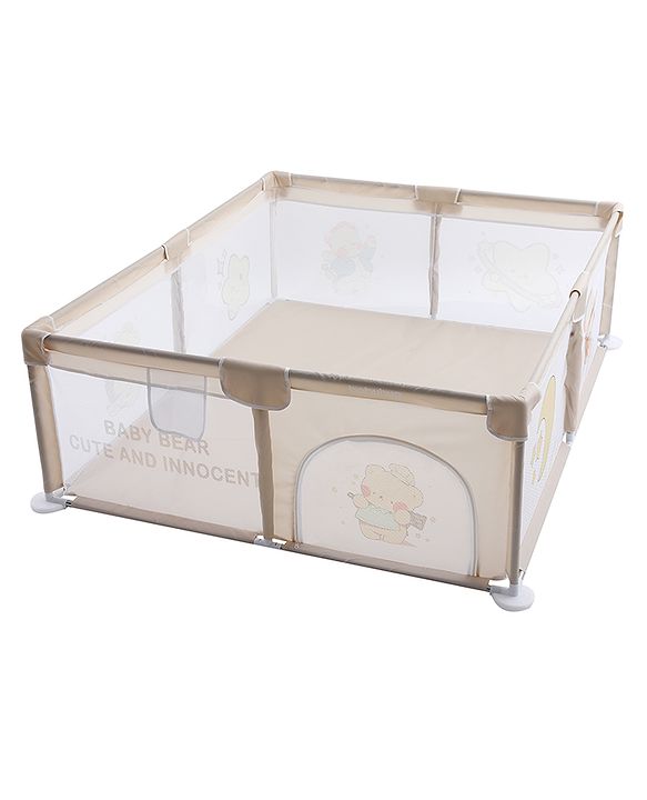 Babyhug Playpen & Play Yard  Yellow| 150 x 180 cm Large Play Area| Zipper Door & Toy Pouch| Foldable Indoor & Outdoor Playpen| Safe & Sturdy| for 05 Years Boys & Girls| Easy to Assemble