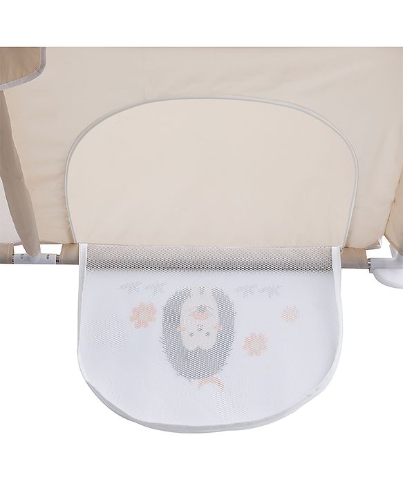 Babyhug Playpen & Play Yard  Khaki| 150 x 180 cm Large Play Area| Zipper Door & Toy Pouch| Foldable Indoor & Outdoor Playpen| Safe & Sturdy| for 05 Years Boys & Girls| Easy to Assemble