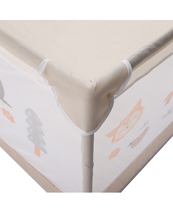 Babyhug Playpen & Play Yard  Khaki| 150 x 180 cm Large Play Area| Zipper Door & Toy Pouch| Foldable Indoor & Outdoor Playpen| Safe & Sturdy| for 05 Years Boys & Girls| Easy to Assemble