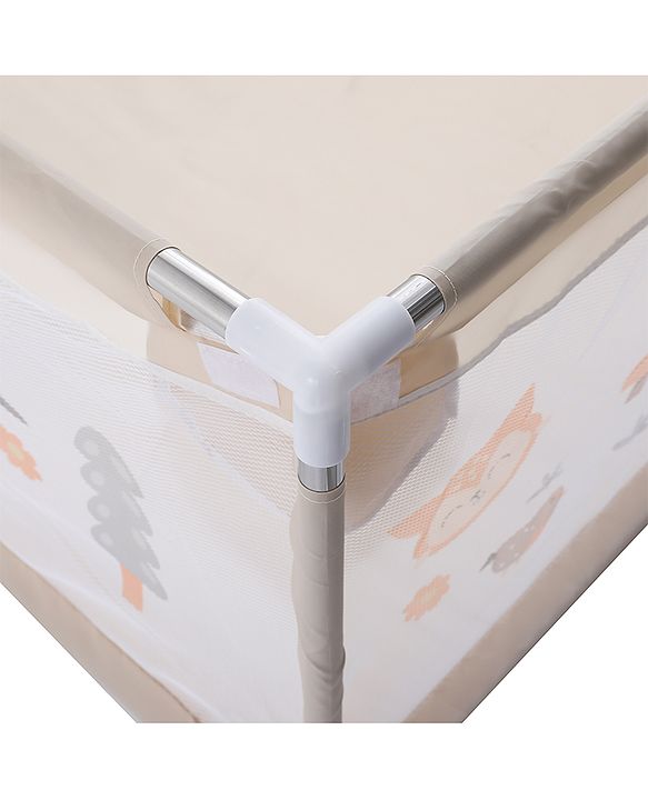 Babyhug Playpen & Play Yard  Khaki| 150 x 180 cm Large Play Area| Zipper Door & Toy Pouch| Foldable Indoor & Outdoor Playpen| Safe & Sturdy| for 05 Years Boys & Girls| Easy to Assemble