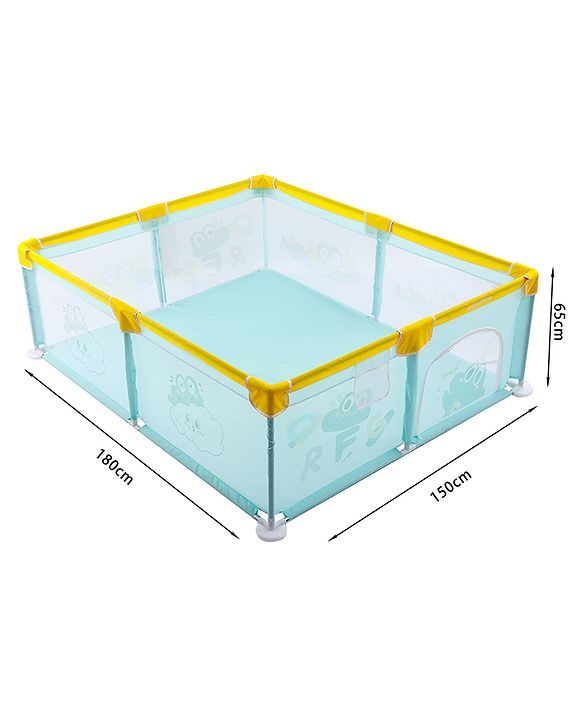Babyhug Smart Portable Playpen with Safety Lock & Play Fence  Light Blue| Spacious Baby Play Area| Foldable Panels| Indoor & Outdoor Use| Easy to Assemble| Safe Play Zone for Babies & Toddlers