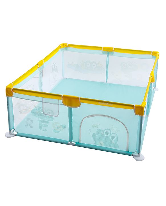 Babyhug Smart Portable Playpen with Safety Lock & Play Fence  Light Blue| Spacious Baby Play Area| Foldable Panels| Indoor & Outdoor Use| Easy to Assemble| Safe Play Zone for Babies & Toddlers