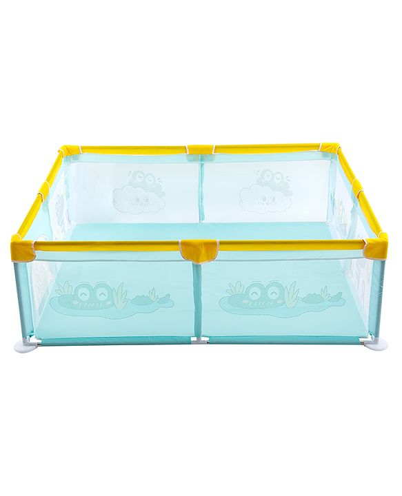 Babyhug Smart Portable Playpen with Safety Lock & Play Fence  Light Blue| Spacious Baby Play Area| Foldable Panels| Indoor & Outdoor Use| Easy to Assemble| Safe Play Zone for Babies & Toddlers